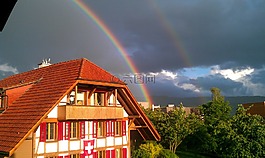 彩虹,fachwerkhaus,天氣