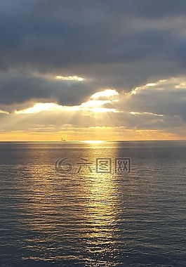 海,日落,mediterannee