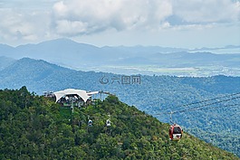山,缆车,森林