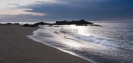 岸,海灘,黎明