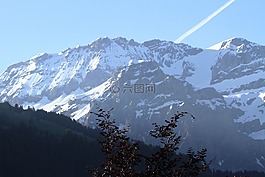 瑞士,山,高山