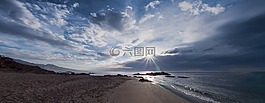 岸,海灘,黎明