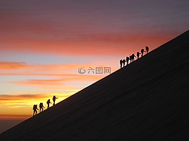 日出,登山,冰川