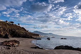 岸,海灘,黎明