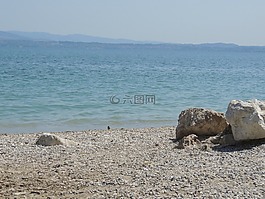 湖,海灘,巖