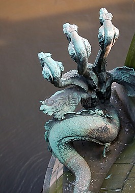 雕像,河,橋