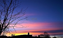 日落,himmel,地平線
