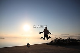 跳,太阳,凉鞋岛