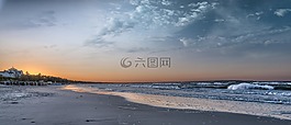 日落,水,波