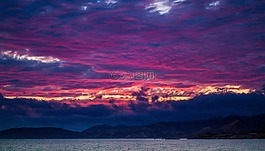 海灘,日落,沙