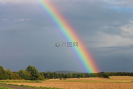 彩虹,天空,字段