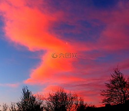 日出,morgenrot,天空
