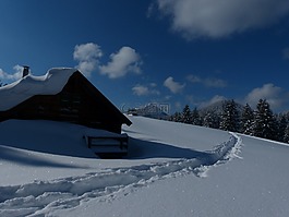 冬天,雪,棚屋