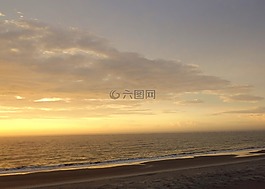 海灘,日出,日落