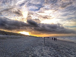 海风,海滩,domburg