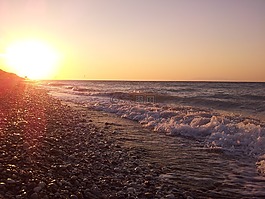 日落,太陽,海
