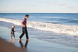 海滩,男孩,孩子