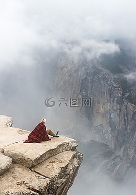 懸崖,云,霧