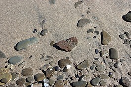 沙,岩,鹅卵石