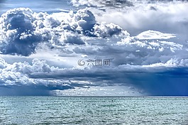 云,天空,海
