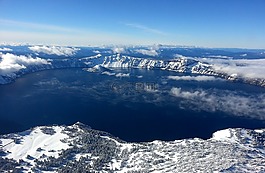 火山口湖,冬天,雪
