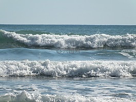 波,天空,海灘