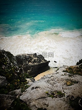 海洋,懸崖,石