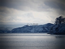 冬季,湖,日本