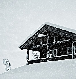 小屋,冬天,雪