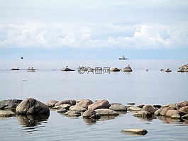 芬蘭灣,海,石頭