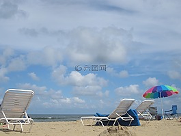 海灘,云,放松