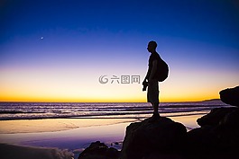 海灘,男子,海洋