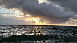 日出,海,天空