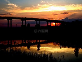日落,橋,太陽(yáng)