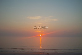 日出,海灘,海洋
