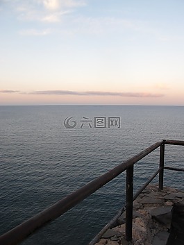 日落,扶手,藍色