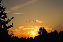 日落,景觀,浪漫