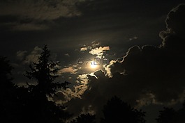 夜,月球,云
