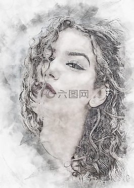 肖像,女孩,女子