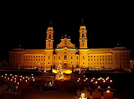 einsiedeln 修道院,圣誕市場,夜