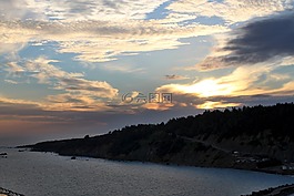 日落,海,云
