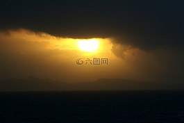 日落,太陽,海