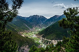高原,村,雪山