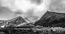 雪山,黑白,高原