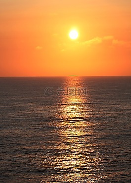 日落,太陽,海
