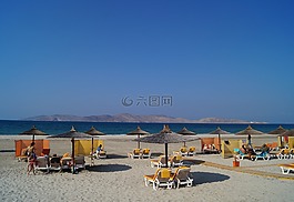 海,蓝色,太阳椅