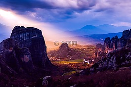 希臘,山,天空