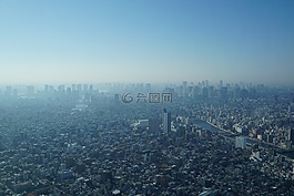 东京,城市,雾
