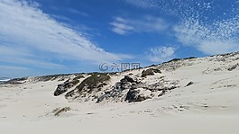 海灘,巖,天空