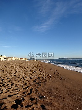 海灘,天空,藍(lán)色
